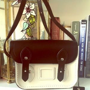 New leather mini black & white satchel